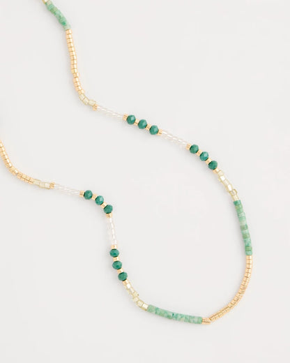 Chico's Beaded Long Necklace Green