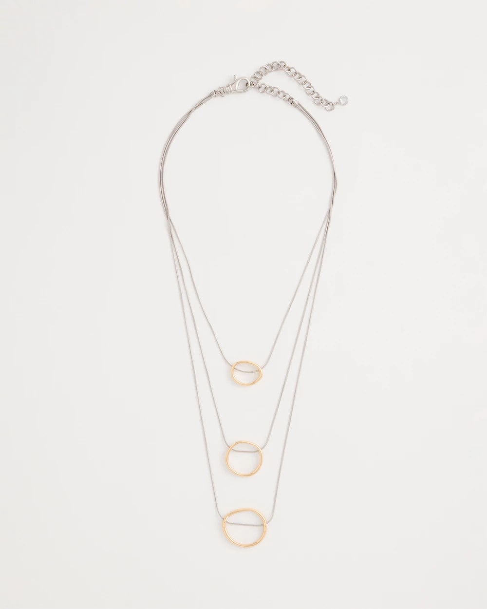 Chico's Mixed Metal Triple Circle Pendant Necklace Mixed Metals
