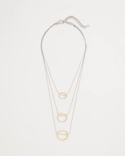 Chico's Mixed Metal Triple Circle Pendant Necklace Mixed Metals