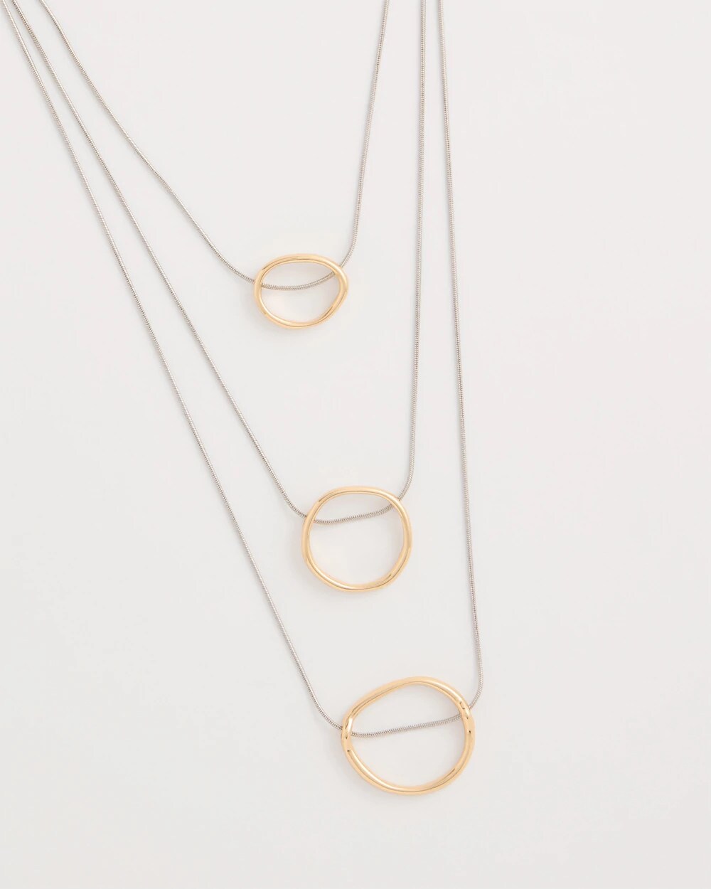 Chico's Mixed Metal Triple Circle Pendant Necklace Mixed Metals