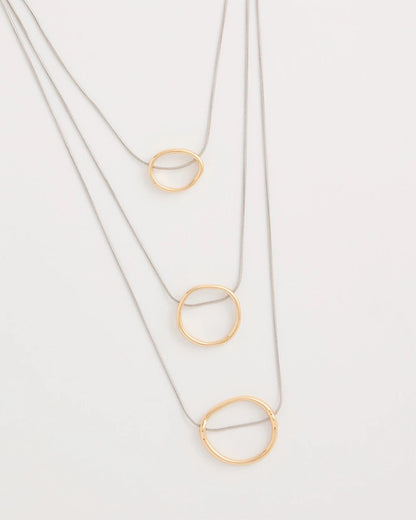 Chico's Mixed Metal Triple Circle Pendant Necklace Mixed Metals
