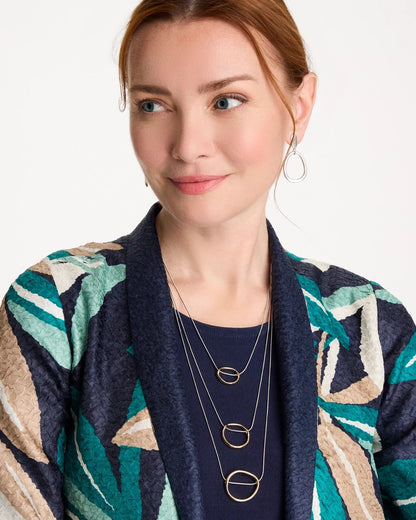 Chico's Mixed Metal Triple Circle Pendant Necklace Mixed Metals