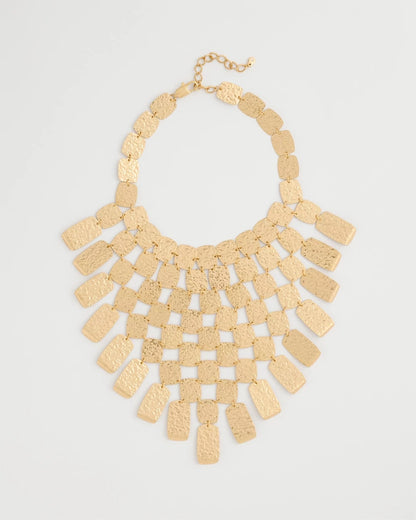 Chico's Chico's Originals Hammered Bib Necklace Gold
