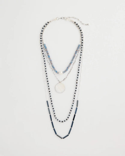 Chico's Siren Pendant Layered Necklace Blue
