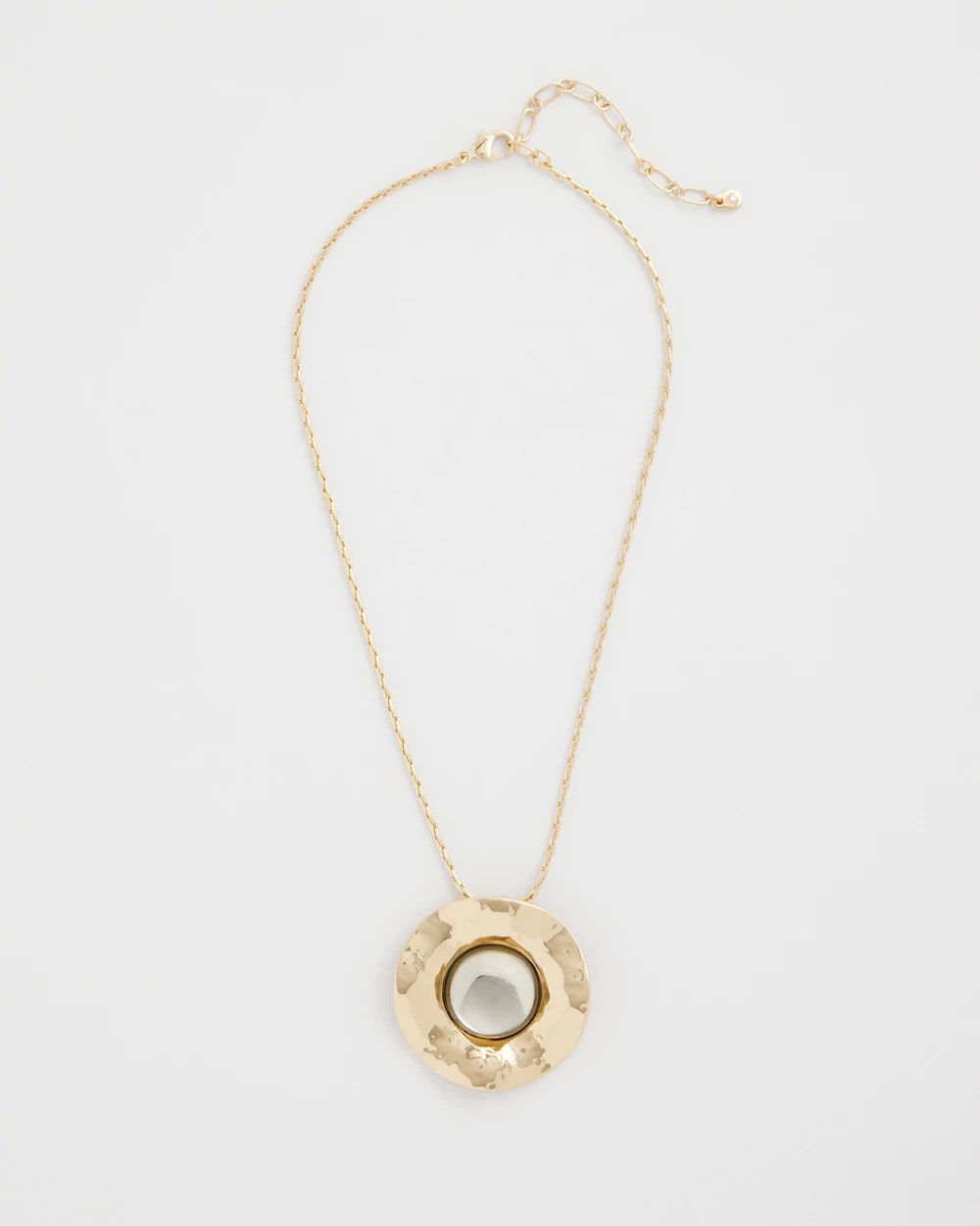 Chico's Green Gold Short Pendant Necklace Green