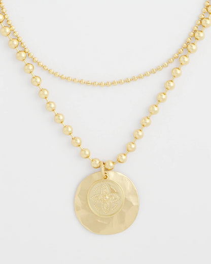 Chico's Short Gold Ball Chain Pendant Gold
