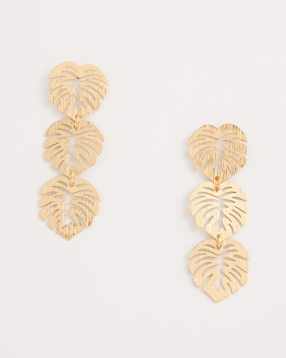 Chico's Palm Frond Linear Drop Earrings Gold