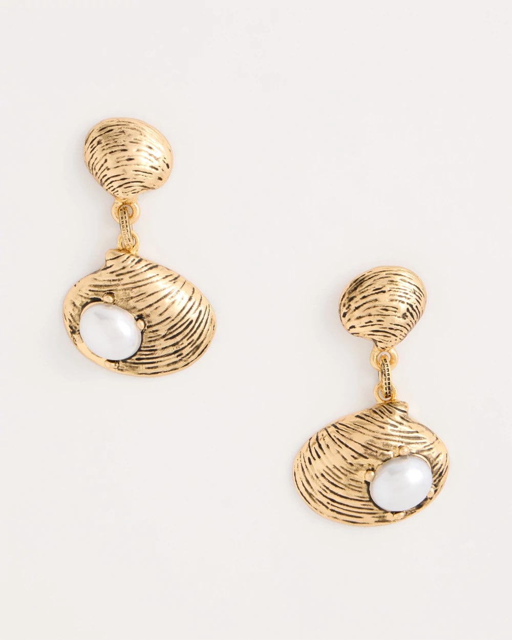 Chico's Golden Shell Drop Earrings Gold