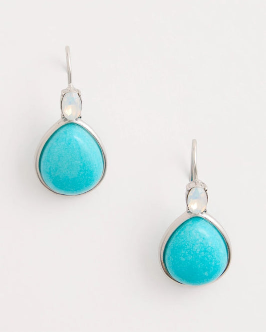 Chico's Genuine Jade Teal Teardrop Earrings Teal