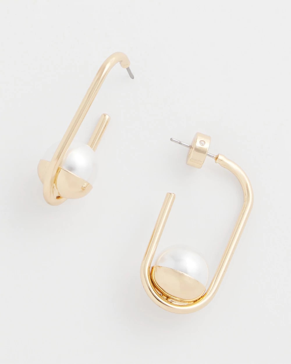 Chico's Pearl Gold Hoop Earrings Pearl