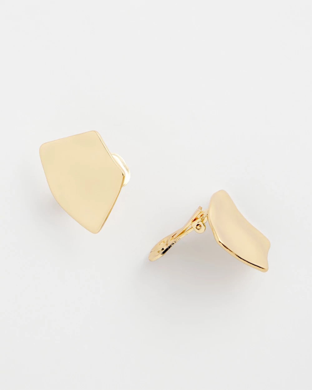 Chico's Gold Fan Clip On Earrings Gold