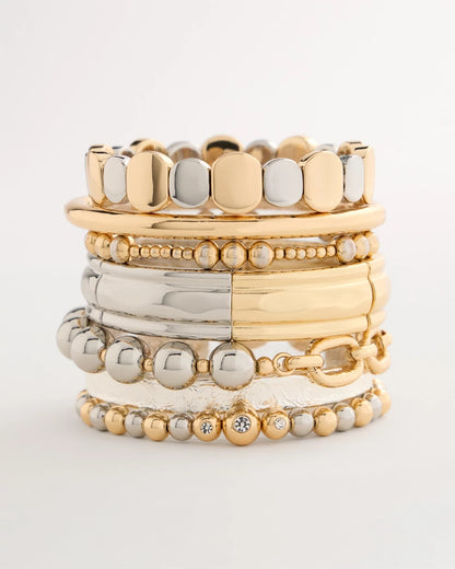 Chico's Mixed Metal Hinge Cuff Bracelet Mixed Metals