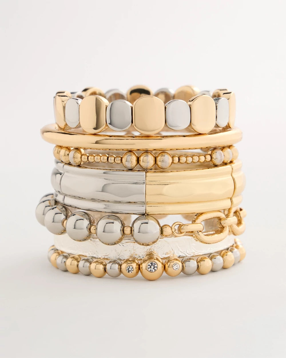 Chico's Mixed Metals Glam Stretch Bracelet Mixed Metals