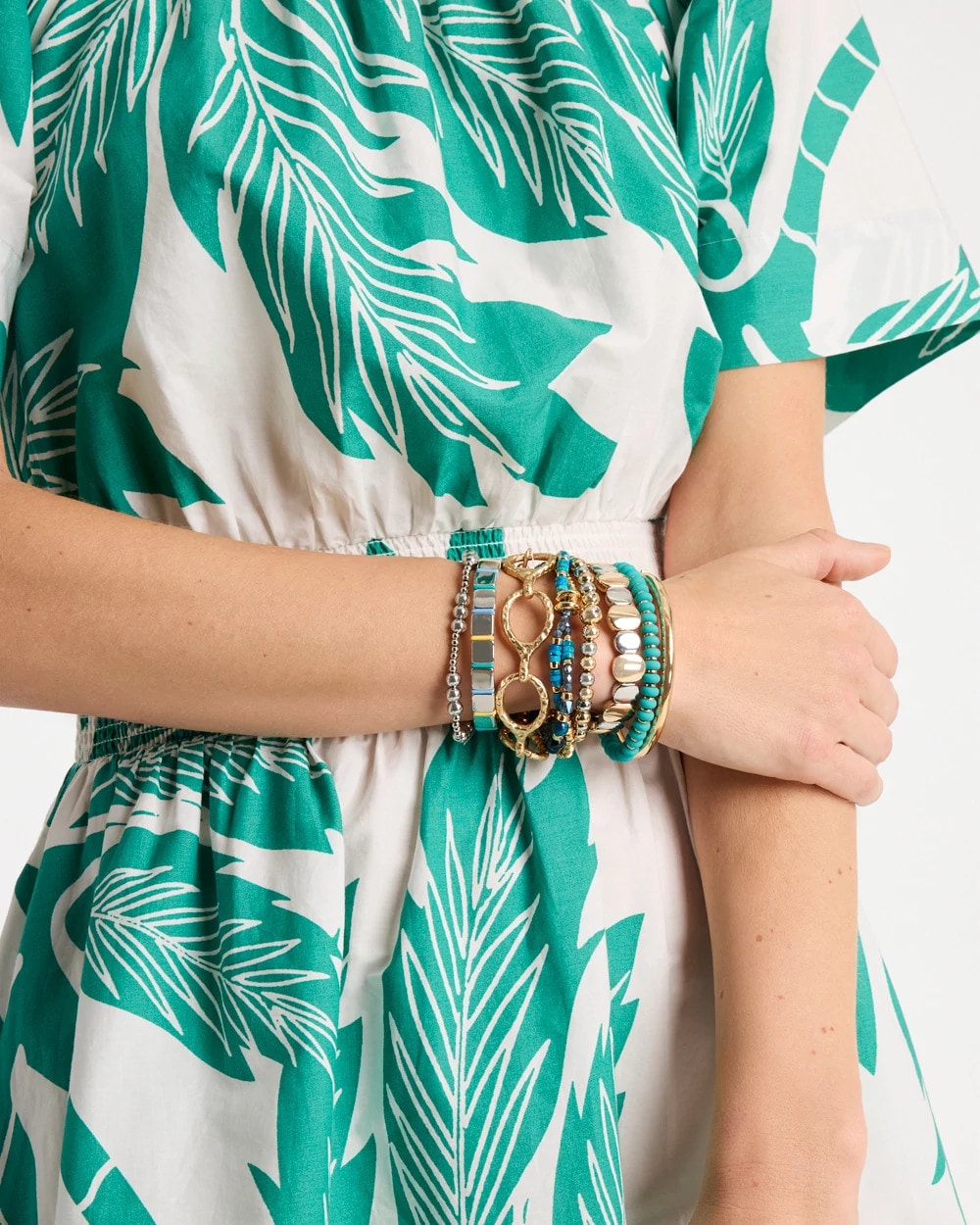 Chico's Glam Teal Slice Stretch Bracelet Teal