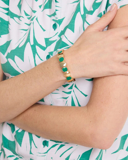 Chico's Green Goldtone Glam Stretch Bracelet Green