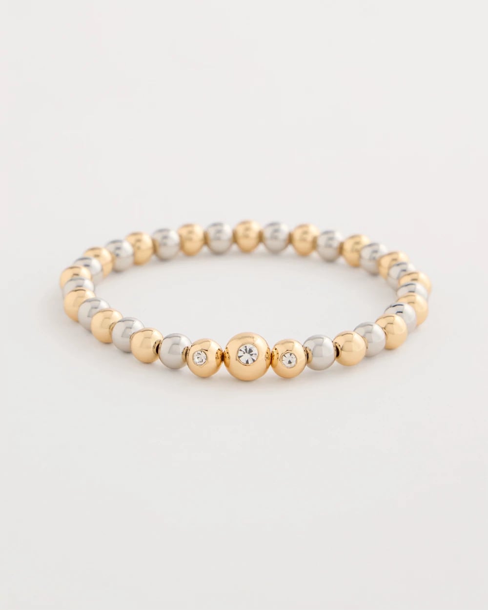 Chico's Mixed Metal Beaded Stretch Bracelet Mixed Metals
