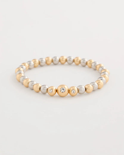Chico's Mixed Metal Beaded Stretch Bracelet Mixed Metals