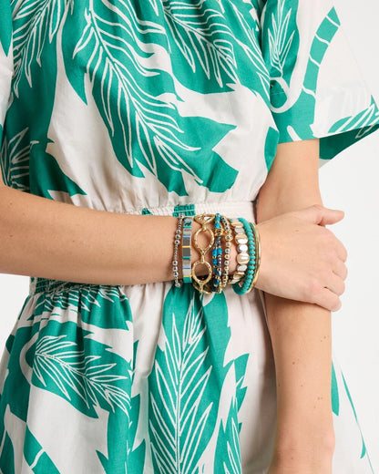 Chico's Mixed Metal Beaded Stretch Bracelet Mixed Metals