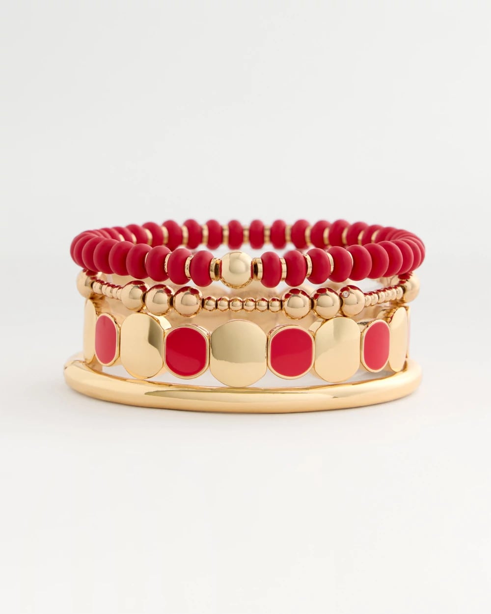 Chico's Red Goldtone Glam Stretch Bracelet Red