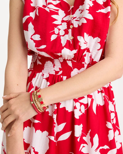 Chico's Red Goldtone Glam Stretch Bracelet Red