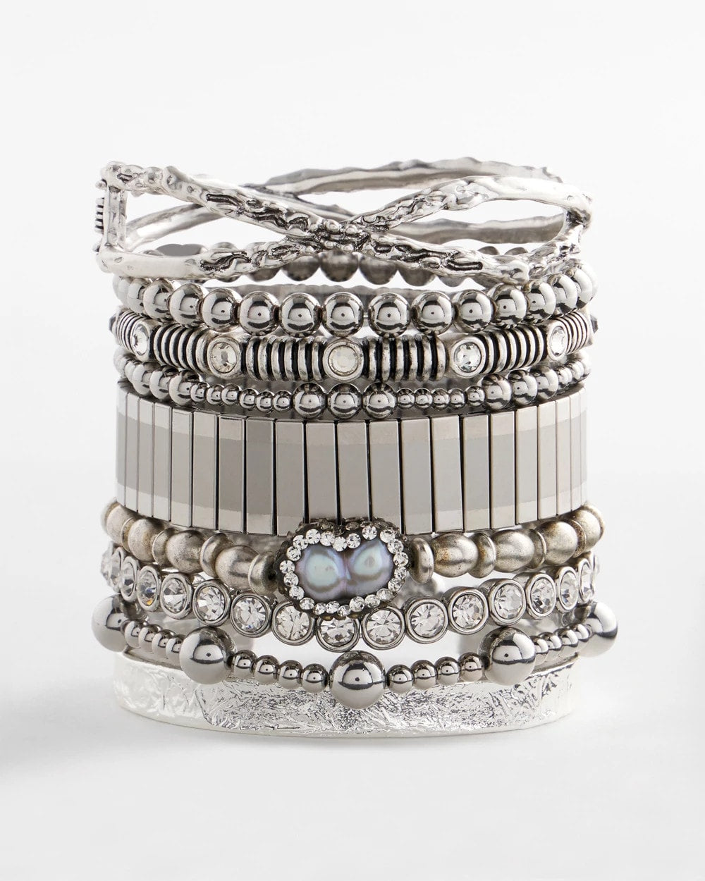 Chico's Silvertone Flexible Cuff Bracelet Silver
