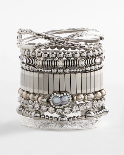Chico's Silvertone Flexible Cuff Bracelet Silver