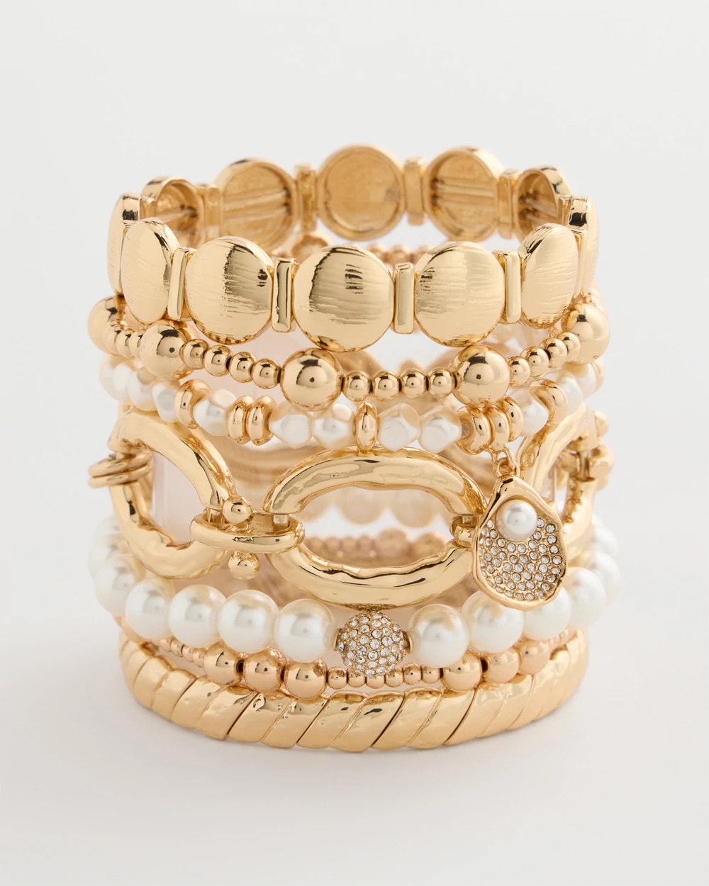 Chico's Pearlescent Stretch Charm Bracelet Pearl