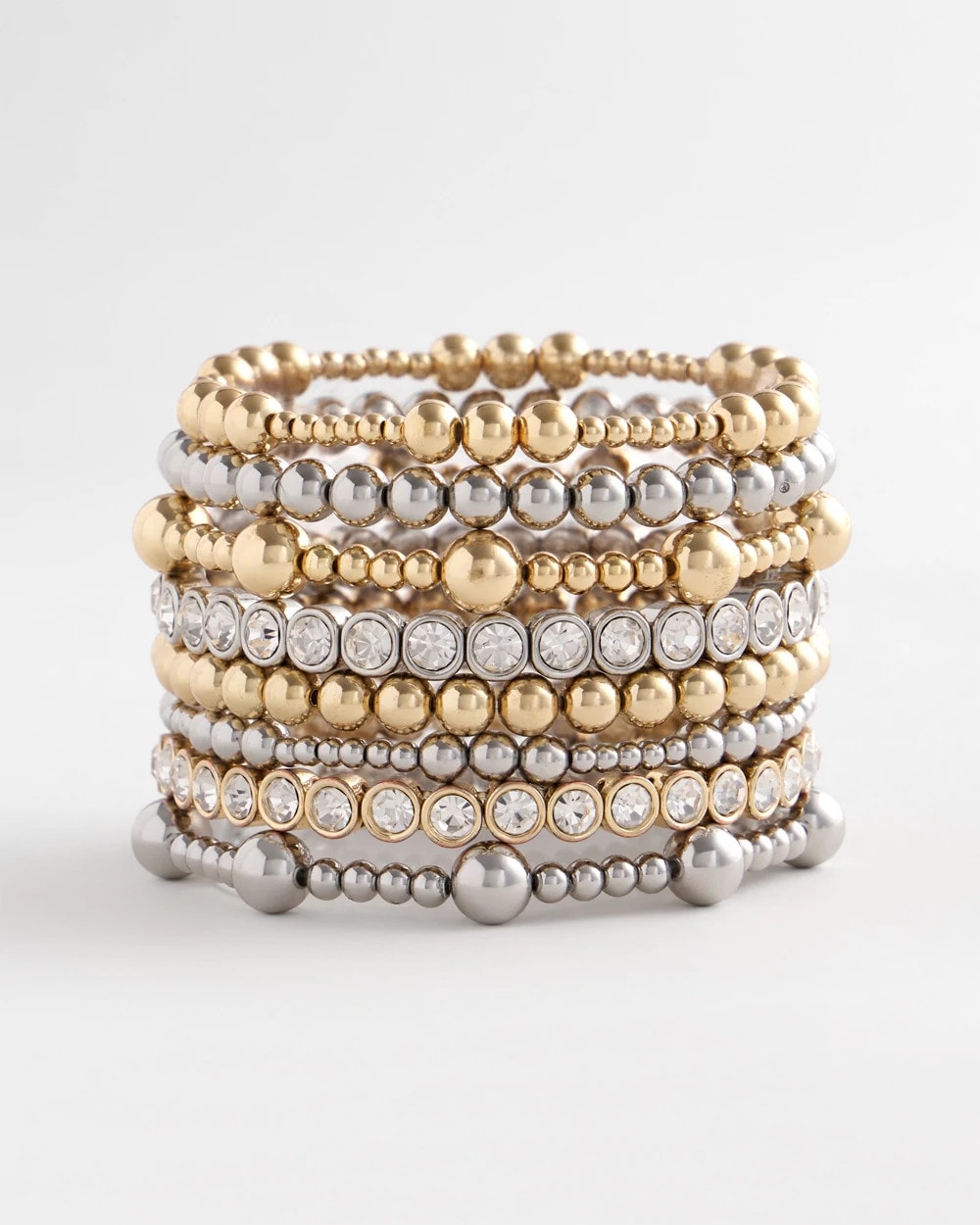 Chico's Silver-tone Small Bead Stretch Bracelet Silver