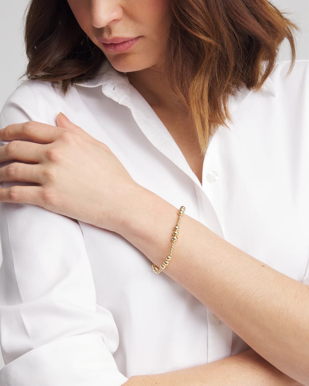 Chico's Gold-tone Small Bead Stretch Bracelet Gold
