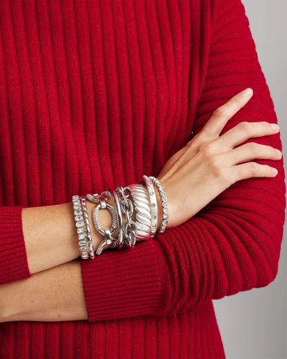 Chico's Large Pave Link Toggle Bracelet Silver