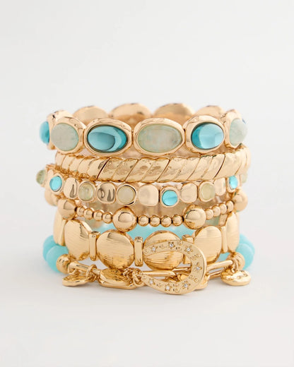 Chico's Jade Stone Link Charm Bracelet Light Blue