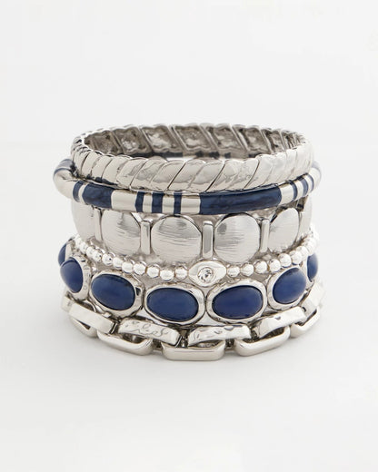 Chico's Thin Twist Stretch Bracelet Silver