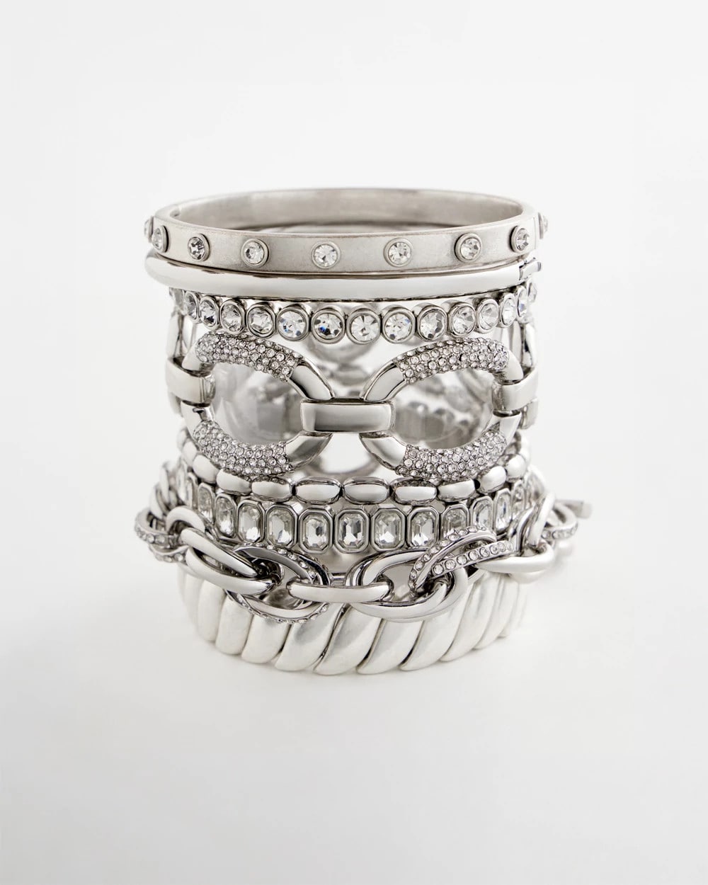 Chico's Matte Twist Stretch Bracelet Silver
