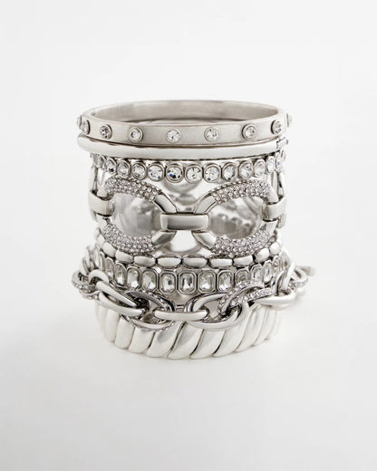 Chico's Matte Twist Stretch Bracelet Silver