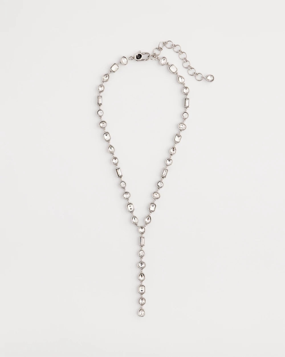 Chico's Bezel Set Silvertone Y-Necklace Silver