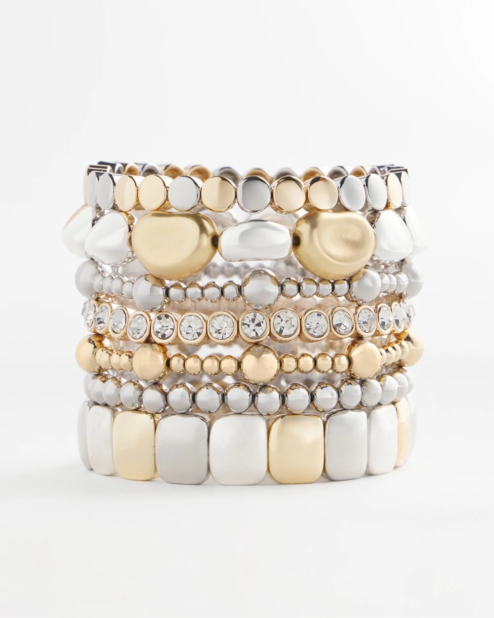 Chico's Mixed-Metal Matte Square Stretch Bracelet Mixed Metals