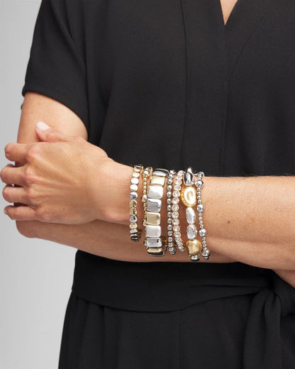 Chico's Mixed-Metal Matte Square Stretch Bracelet Mixed Metals