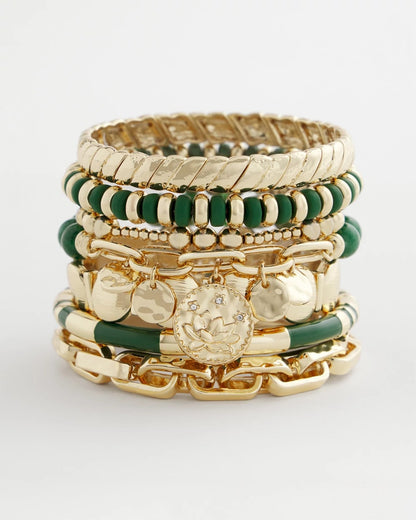 Chico's Green Jade Stone Charm Bracelet Green