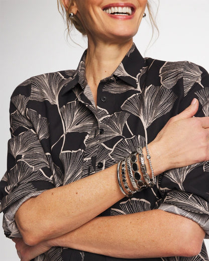 Chico's Black Mini Circle Stretch Bracelet Black