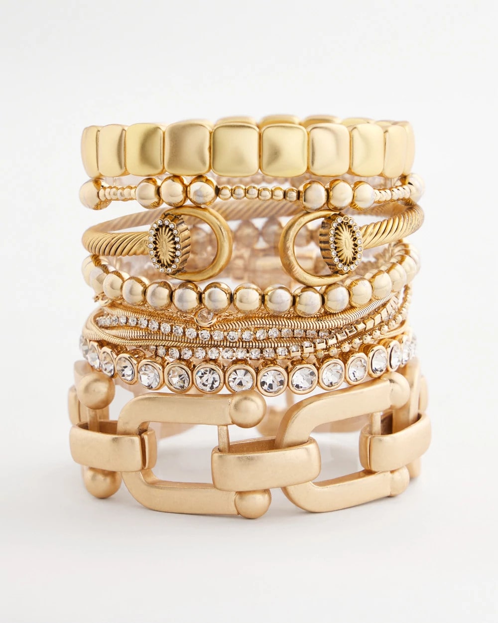 Chico's Golden Matte Square Stretch Bracelet Gold