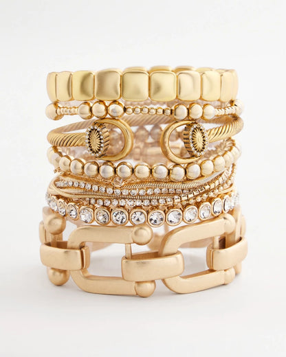 Chico's Golden Matte Square Stretch Bracelet Gold