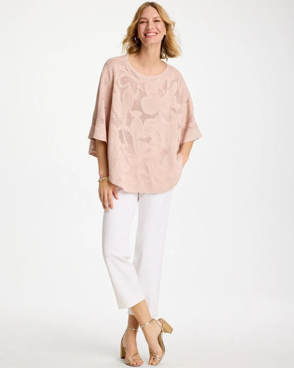 Chico's Boatneck Rounded Hem Poncho Rose Smoke