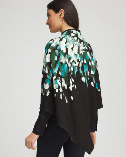Chico's Convertible Knit Boatneck Poncho Dark Aqua