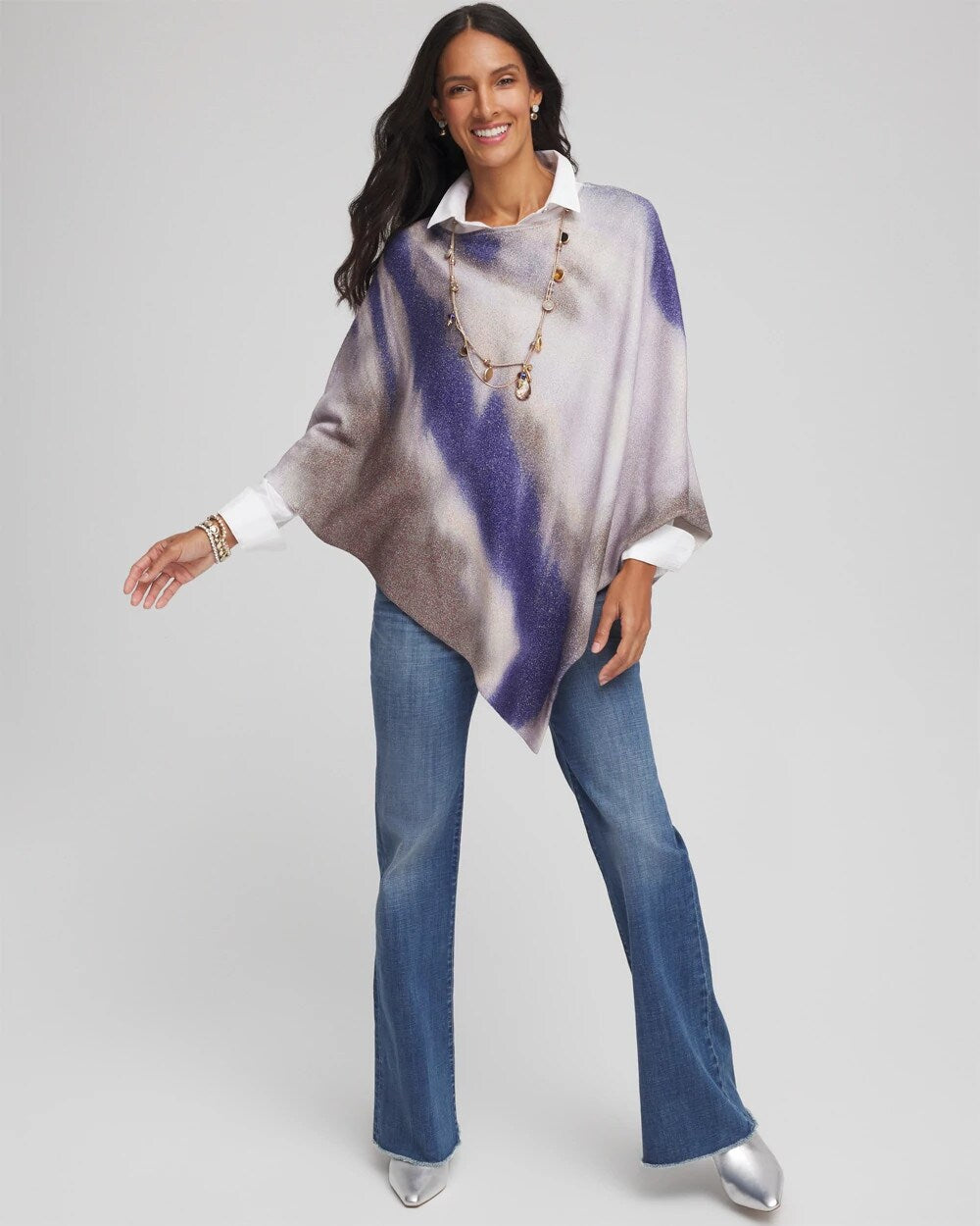 Chico's Convertible Knit Poncho English Cream