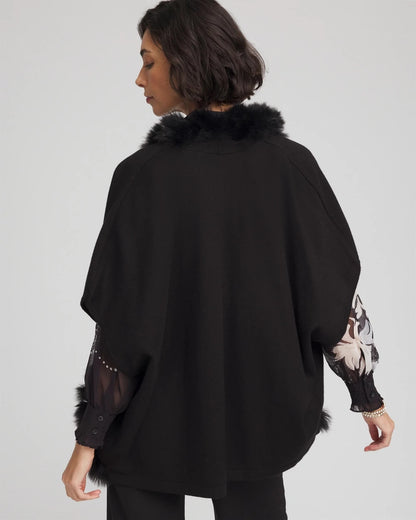 Chico's Faux Fur Cocoon Black