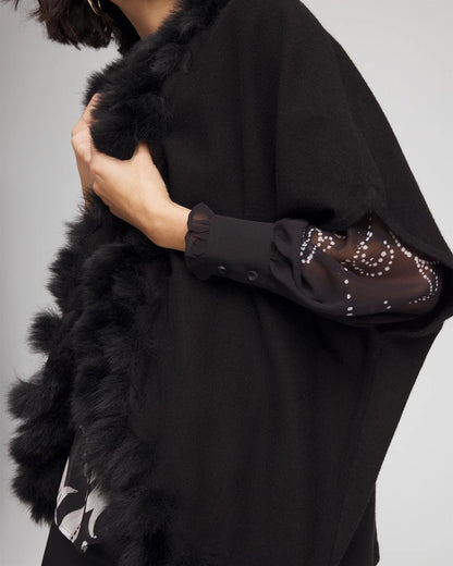Chico's Faux Fur Cocoon Black