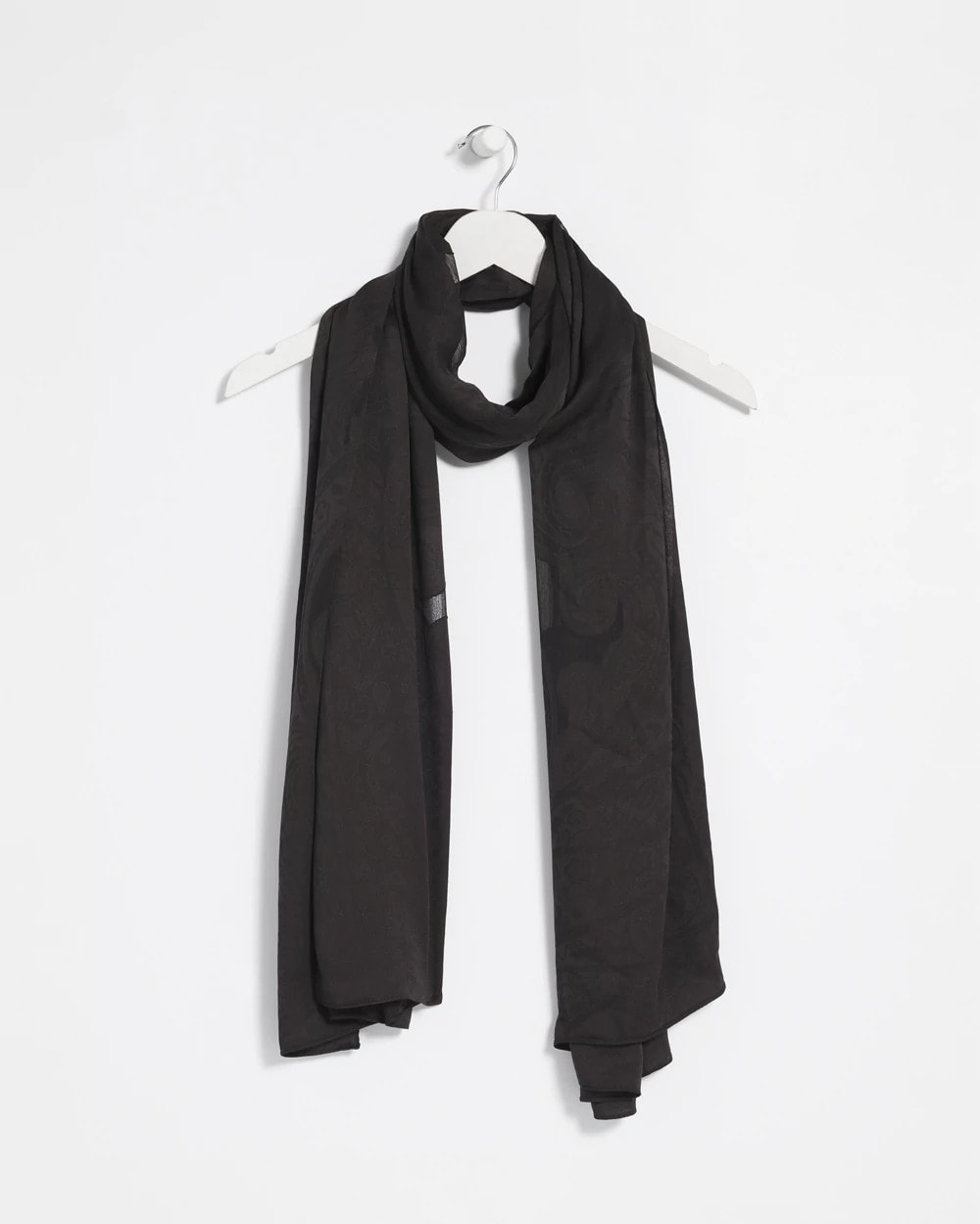 Chico's Floral Burnout Oblong Scarf Black