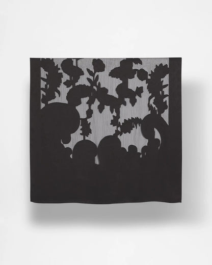 Chico's Floral Burnout Oblong Scarf Black