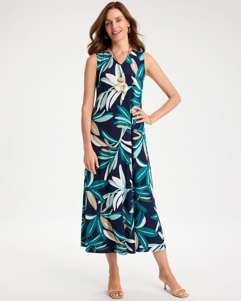 Chico's Travelers™ Palm Maxi Dress Kings Navy