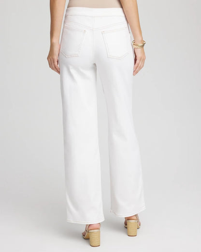 Chico's Petite Seeded Pull-On Wide-Leg Jeans Natural Seeded